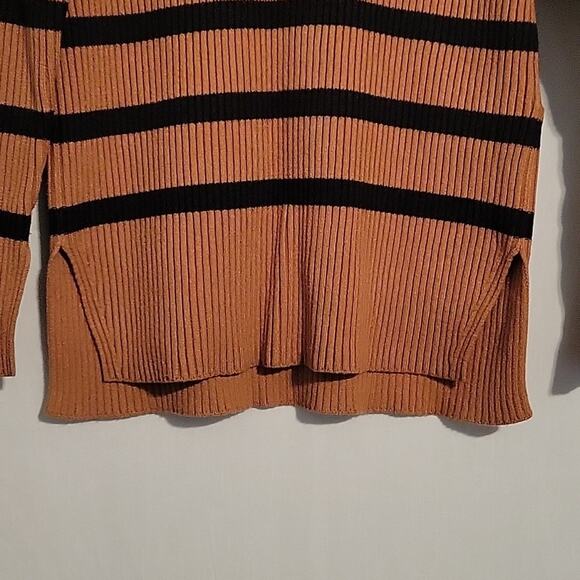 Abercrombie & Fitch striped ribbed crew neck sweater women's sz XXS brown black - Picture 4 of 7